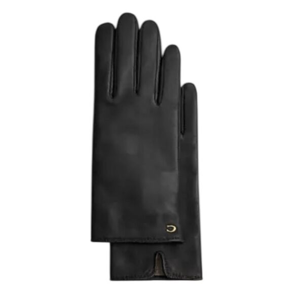 Coach Sculpted Signature Black Leather Tech Gloves 7 - Picture 1 of 8